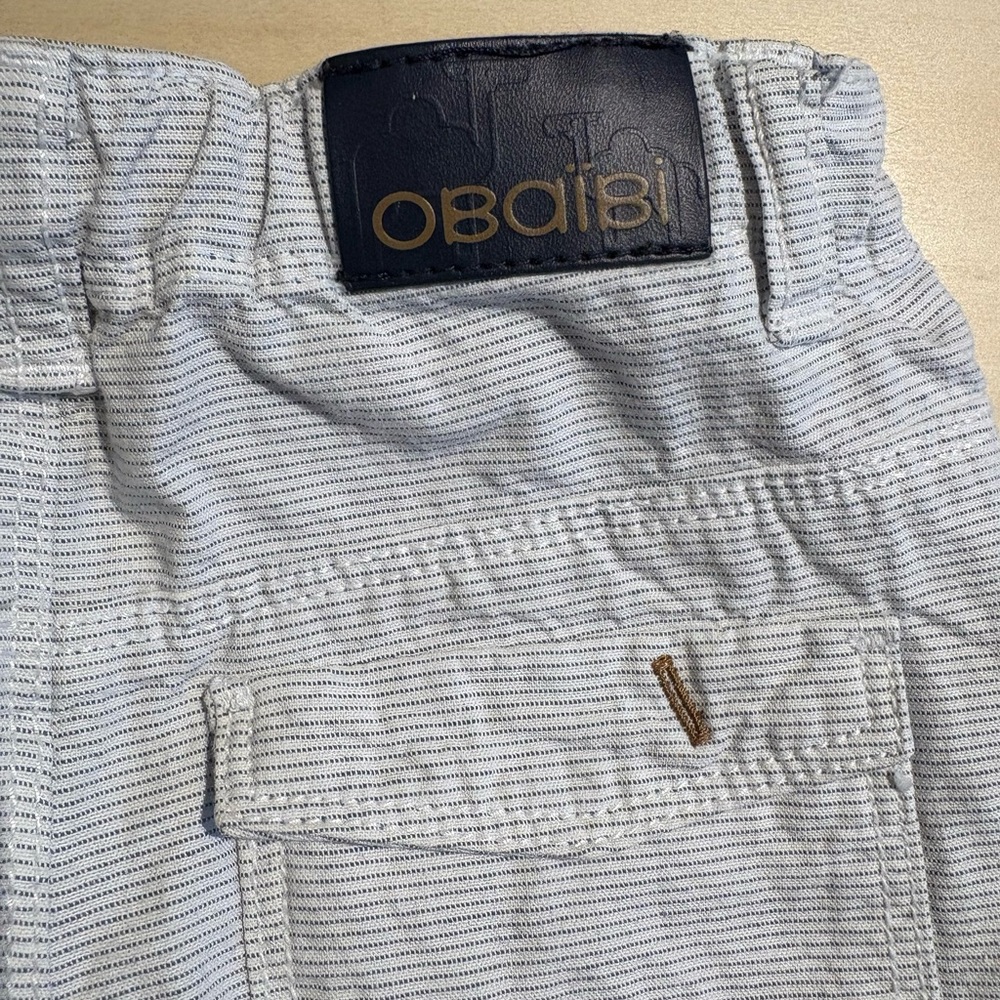 Obaibi pants 3T, white, grey stripes